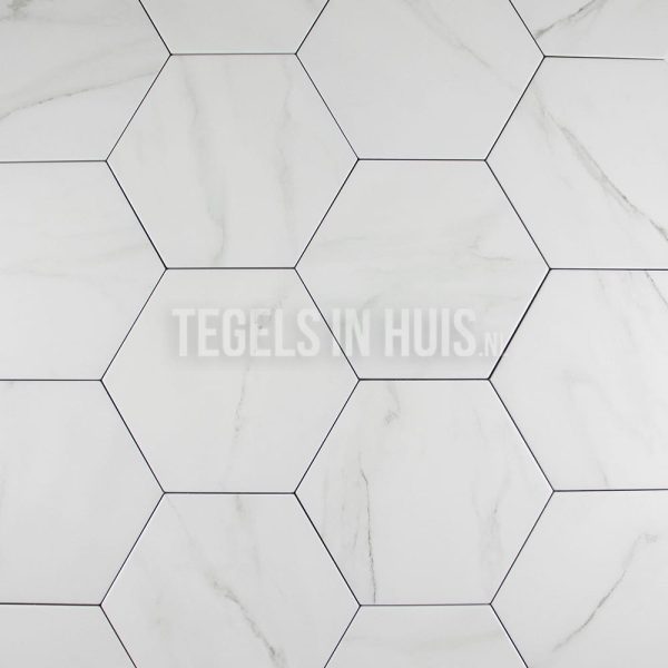 Vloertegel / wandtegel Hexagon marmer calacatta wit grijs 20×24 OP=OP